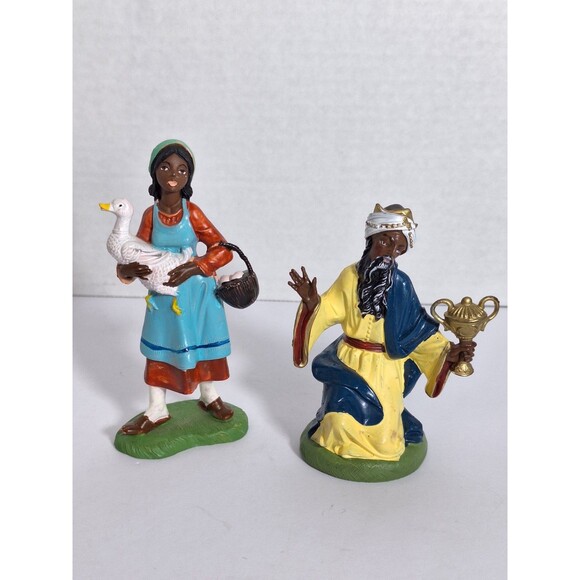 Vtg Depose Nativity Wisemen Mother Goose Italy Christmas Fontanini Hand Painted - Picture 1 of 11